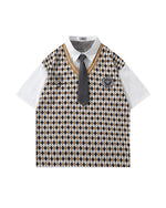 Faux Two-Piece Tie Short Sleeve