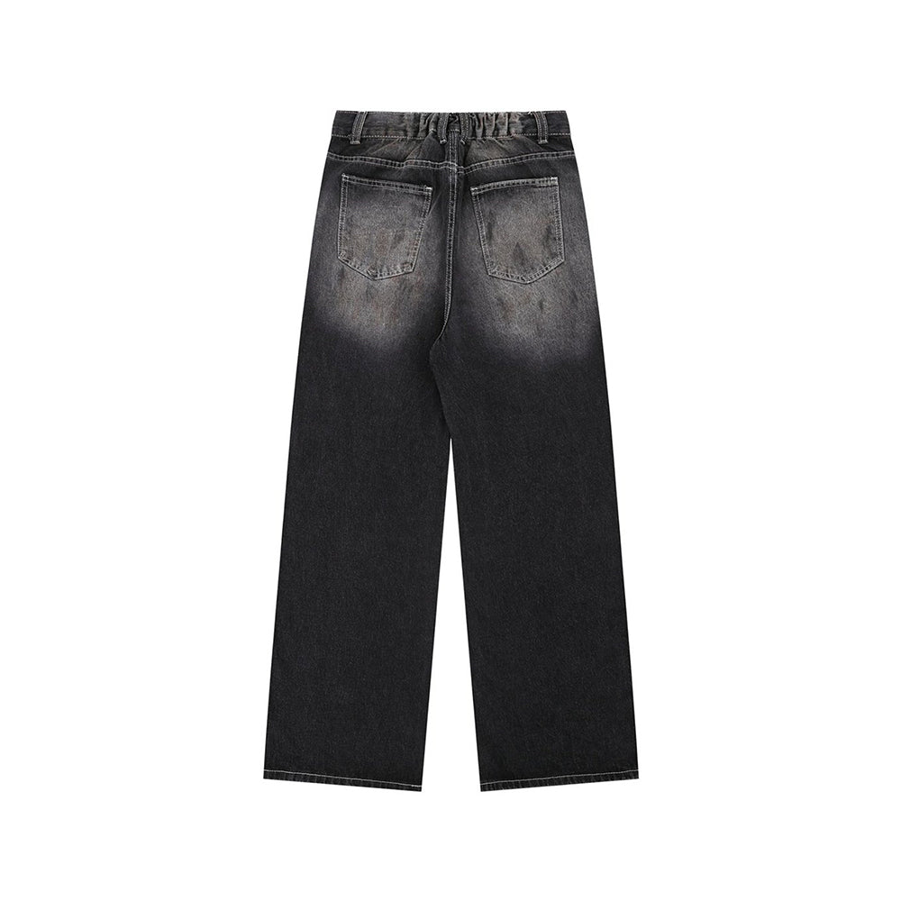 水洗直筒牛仔褲