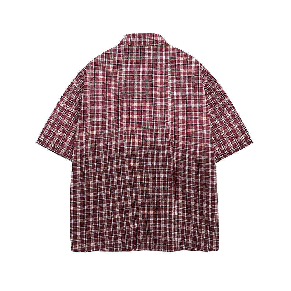 Gradient plaid short-sleeved shirt