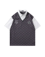 Faux Two-Piece Tie Short Sleeve