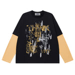 Retro fake two-piece long sleeves