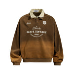 Retro collared faux two-piece sweatshirt