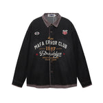 Spliced fake two-piece denim shirt