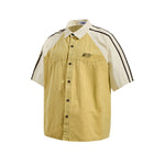 Distressed patchwork short-sleeved shirt