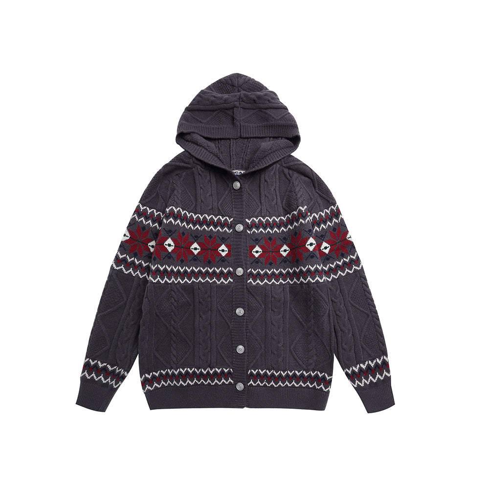 jacquard hooded sweater