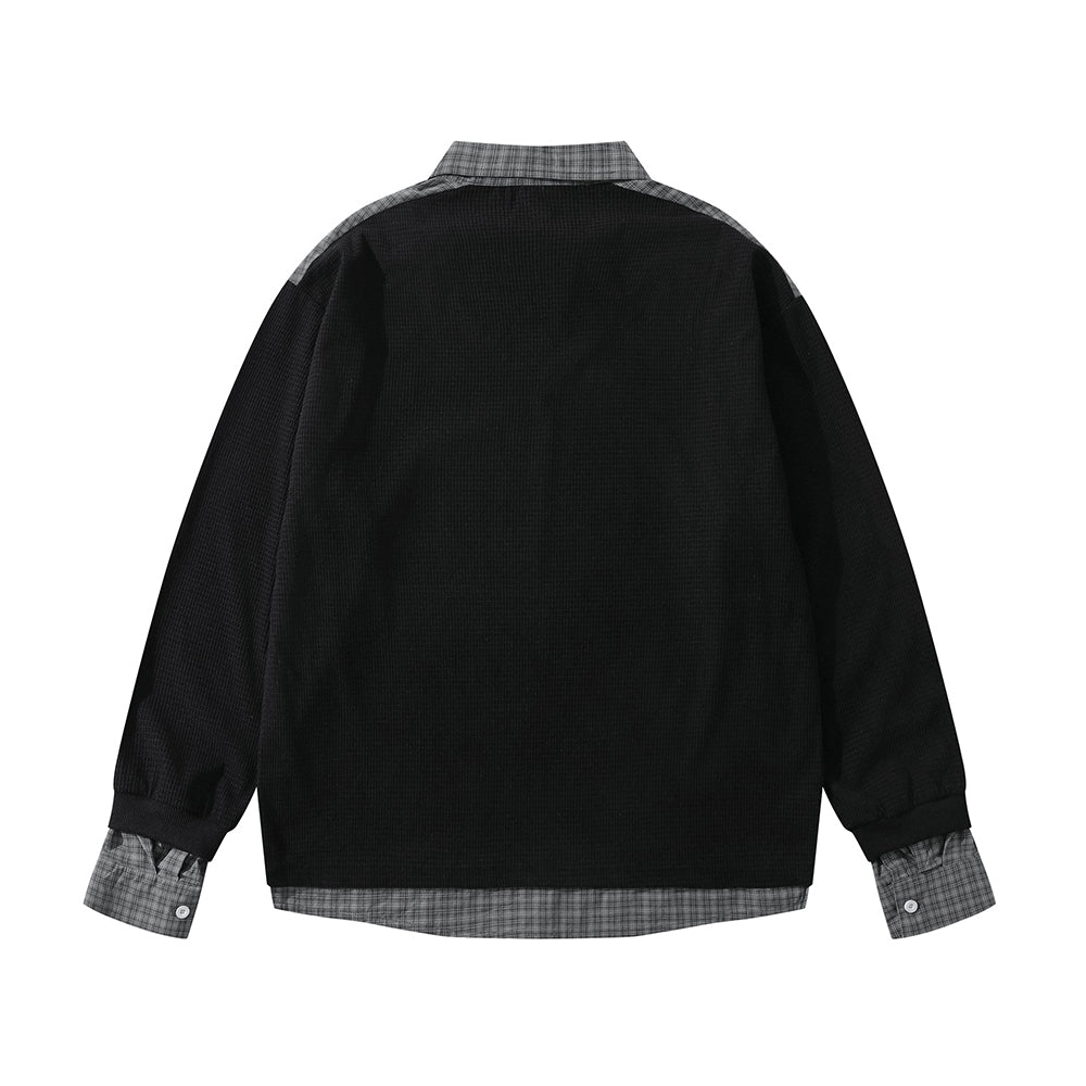 Retro fake two-piece long sleeves