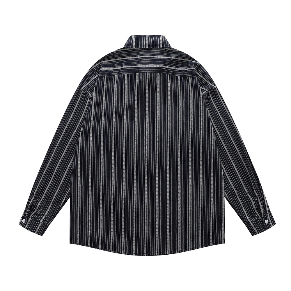 Striped letter long-sleeved shirt