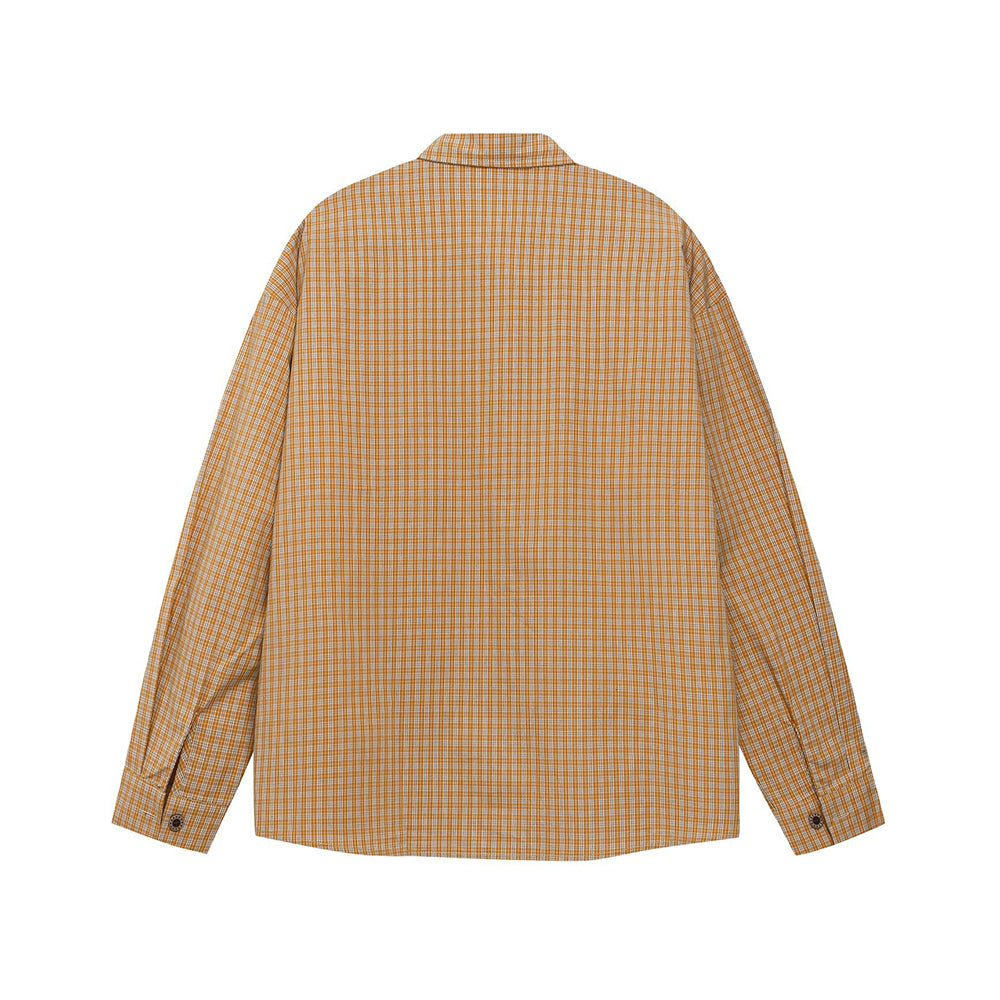 Embroidered plaid long-sleeved shirt