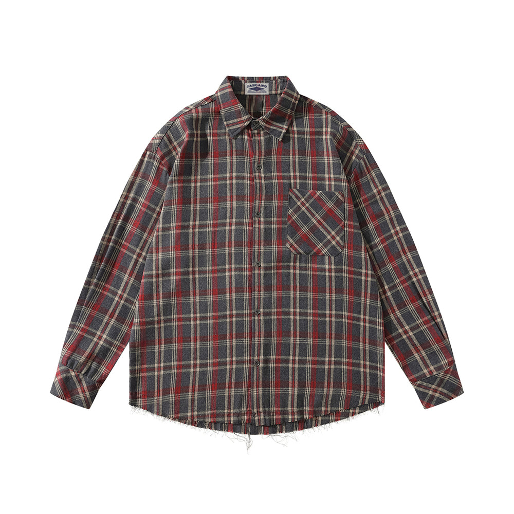 Plaid casual long-sleeved shirt