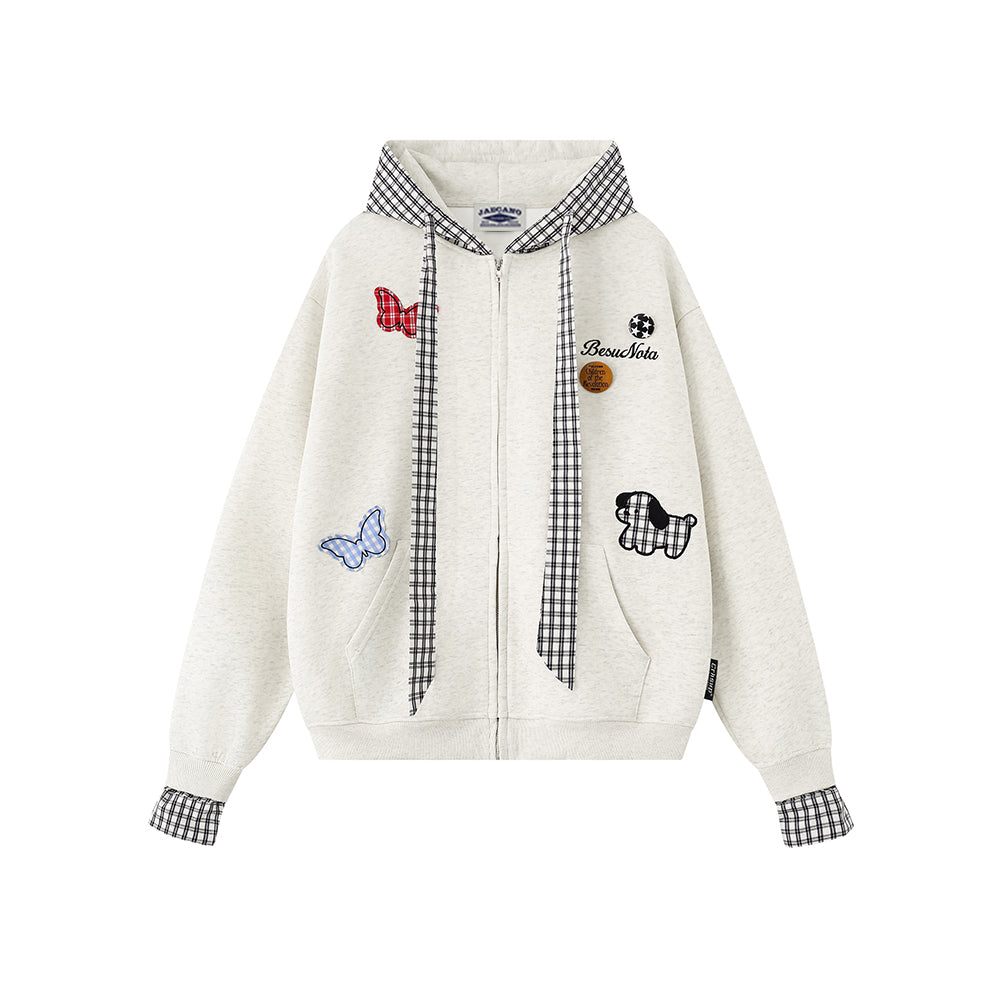 Spliced fake two-piece casual sweatshirt jacket