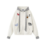 Spliced fake two-piece casual sweatshirt jacket