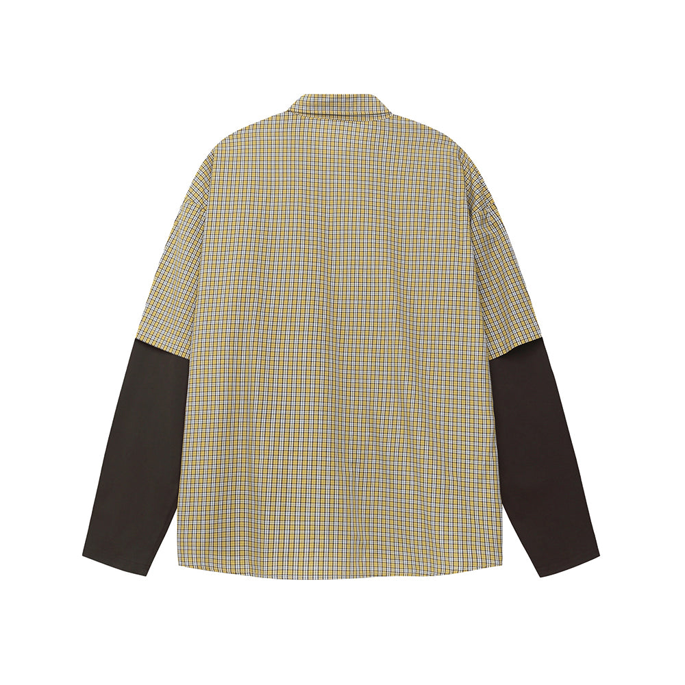 Patchwork scarf fake two-piece long-sleeved shirt