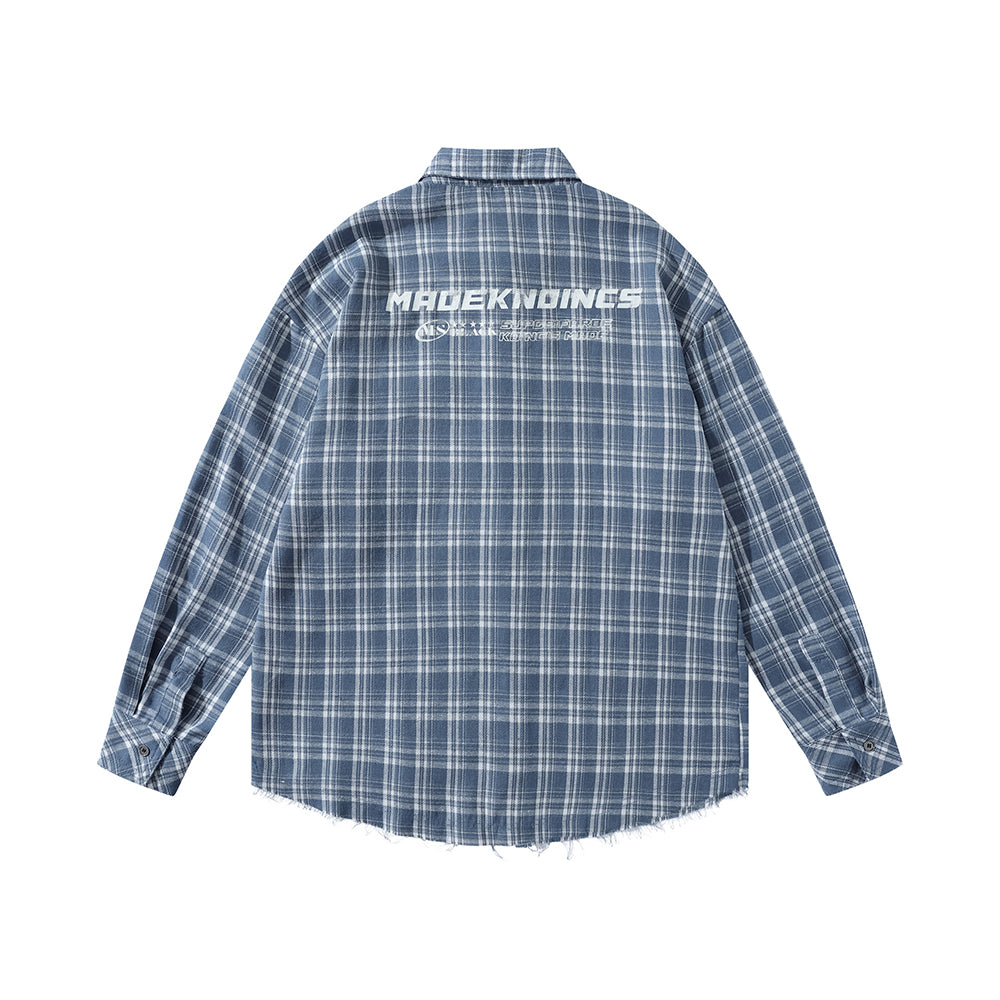 Plaid casual long-sleeved shirt