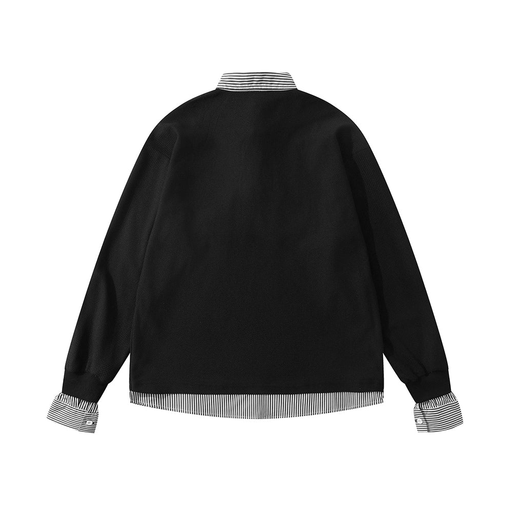 Beaded fake two-piece casual long sleeves