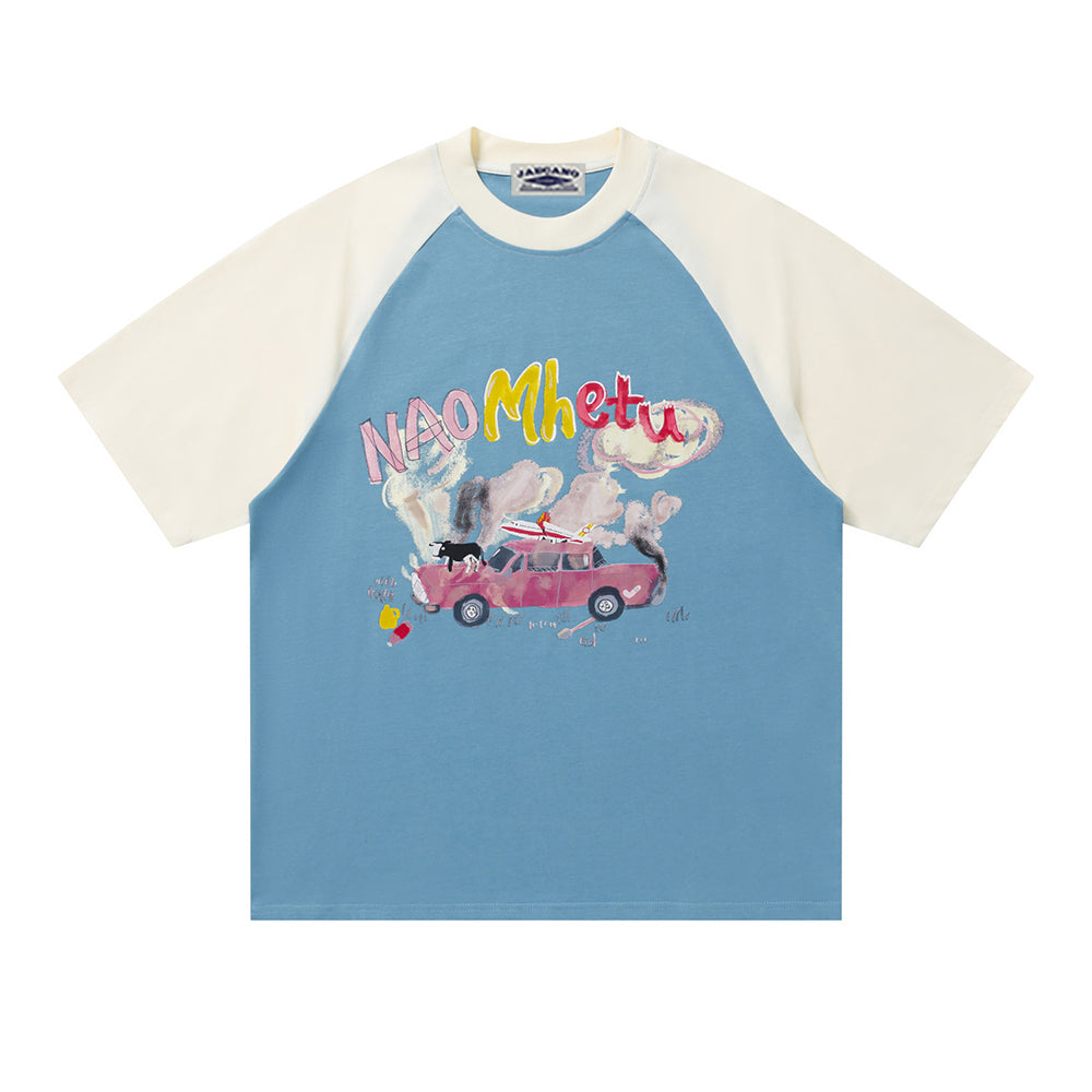 콘트라스트 컬러 라글런 반팔