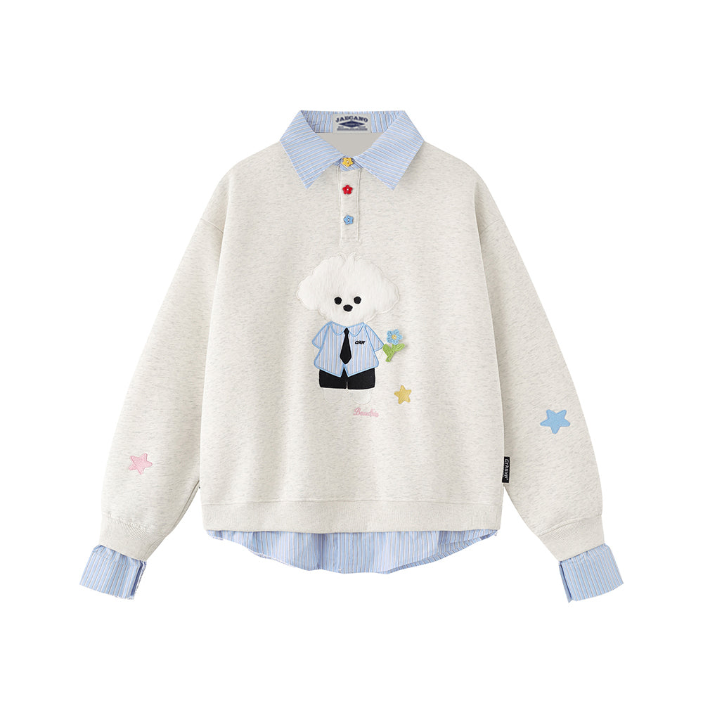 Bear embroidered two-piece sweatshirt