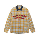 컬러블록 플레드 자수 셔츠