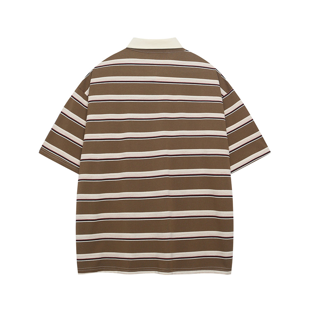 레트로 자수 스트라이프 반팔