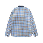 컬러블록 플레드 자수 셔츠