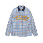 컬러블록 플레드 자수 셔츠