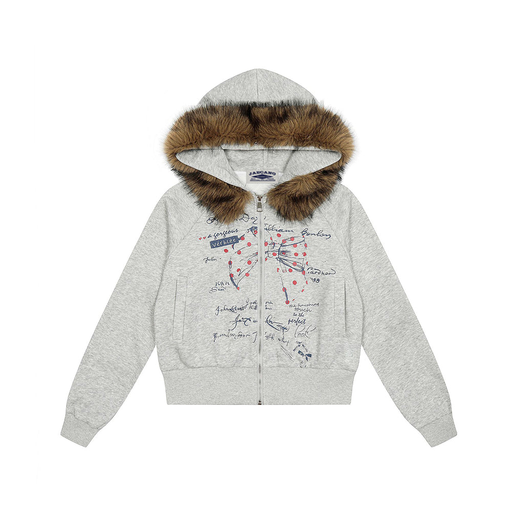 Retro hooded sweatshirt jacket