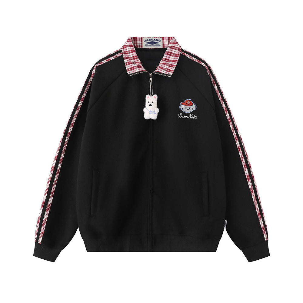 embroidered paneled lapel jacket