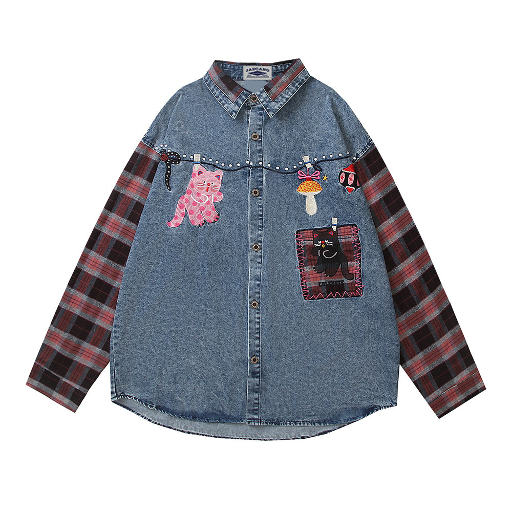 빈티지 패치워크 데님 재킷