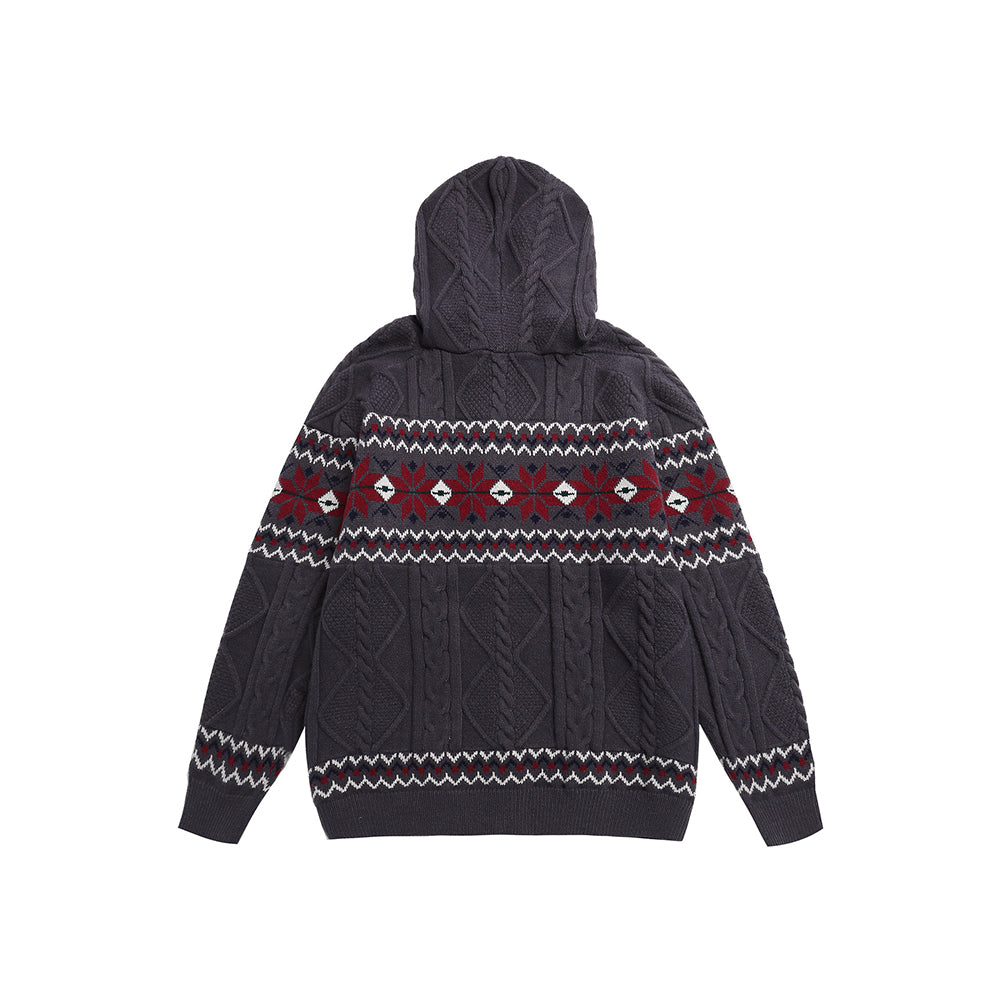 jacquard hooded sweater