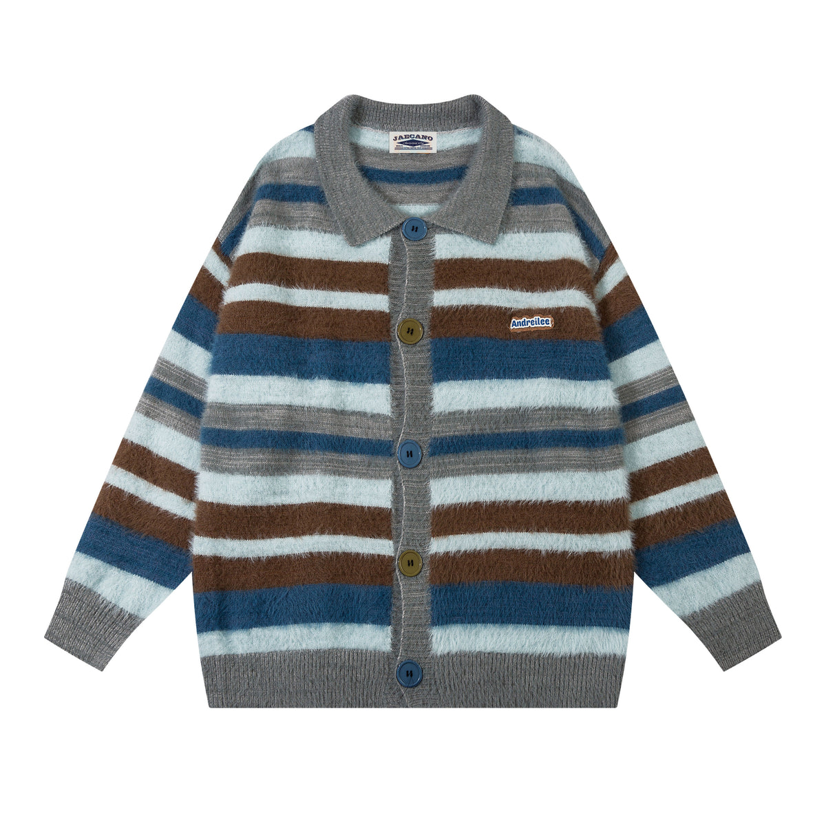 American contrast striped loose lapel sweater