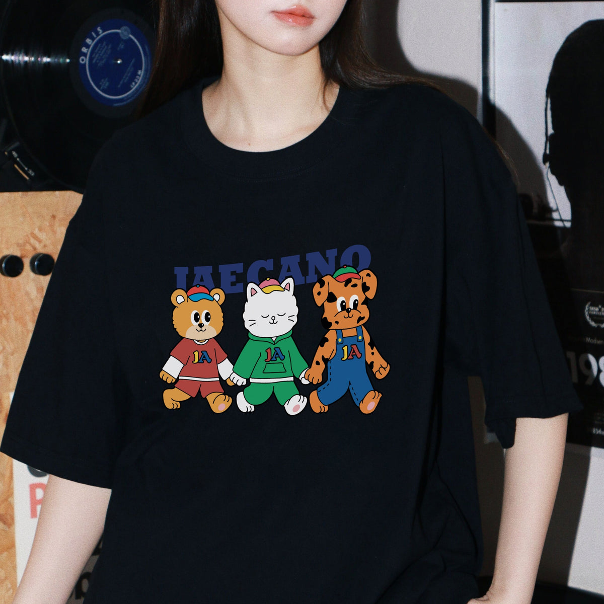 Retro bear casual short sleeves 