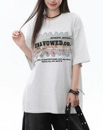 레트로 레터 패치 반팔