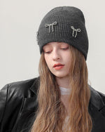 可愛蝴蝶結針織帽