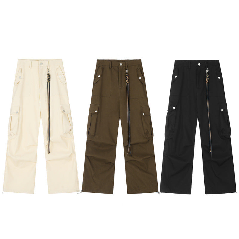 American style high waist retro cargo trousers