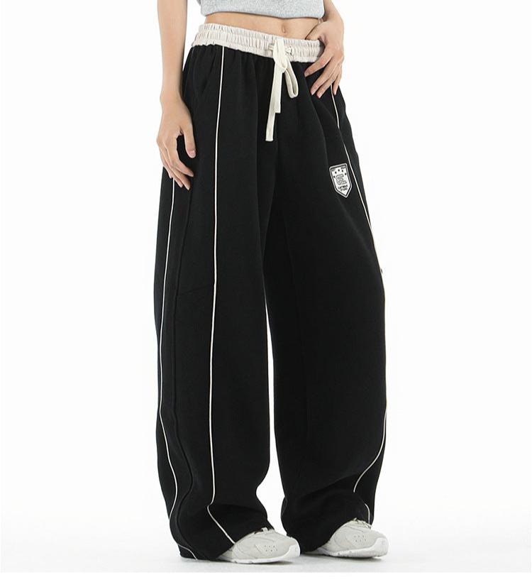 Retro sports casual straight pants