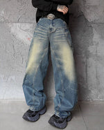 Washed wide-leg jeans