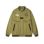 Retro letter stand collar jacket