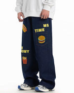 Cute patterned loose denim trousers Size:M