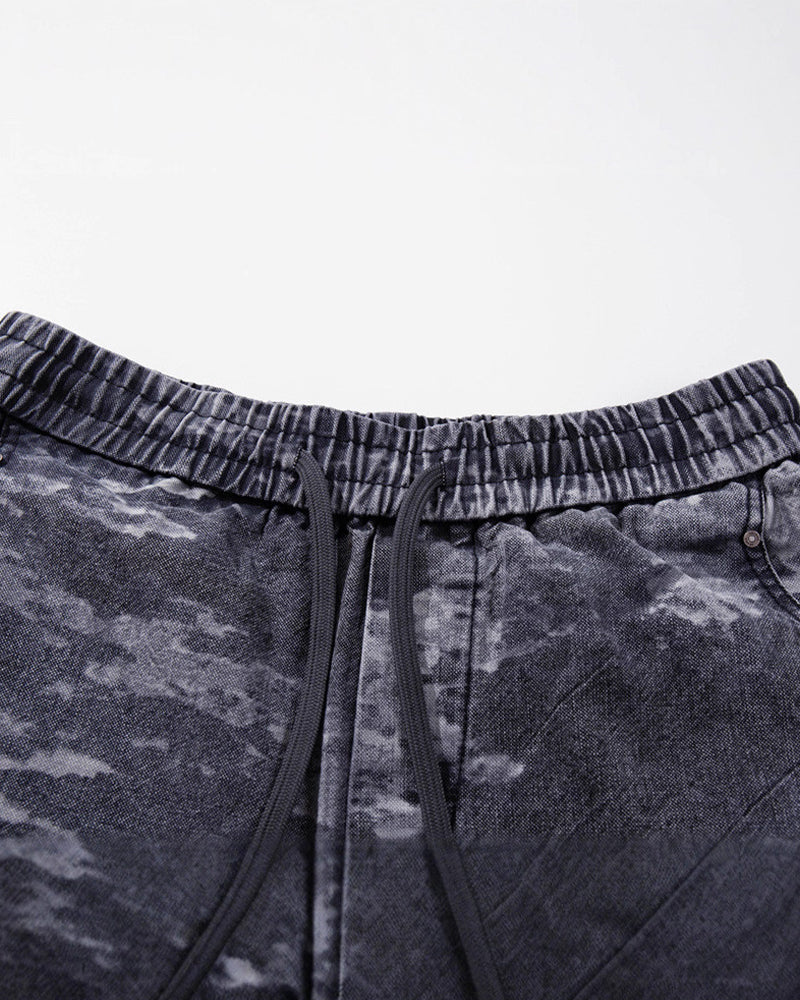 camouflage paneled overalls