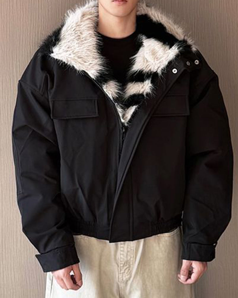 Zebra-print cotton coat