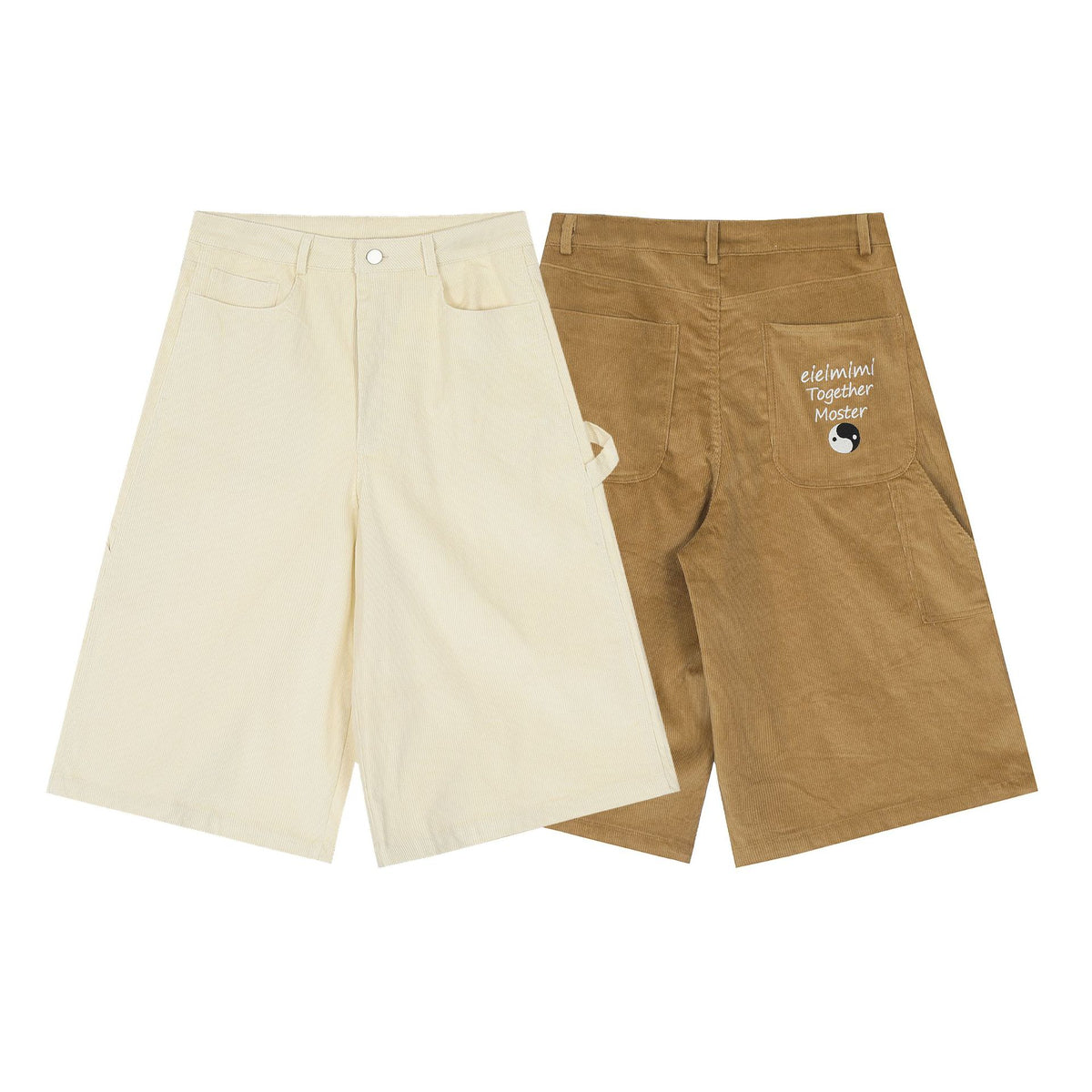 American retro corduroy midi shorts