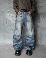 distressed wide-leg jeans