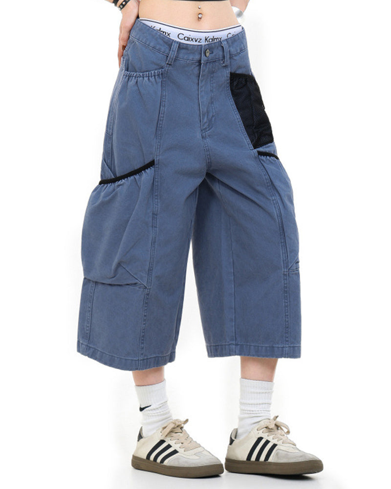 Patchwork casual five-point shorts