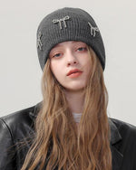 可愛蝴蝶結針織帽