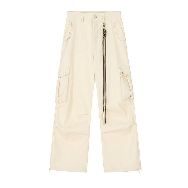 American style high waist retro cargo trousers