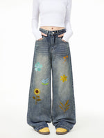 retro casual denim trousers