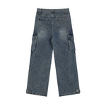 復古做舊工裝牛仔長褲