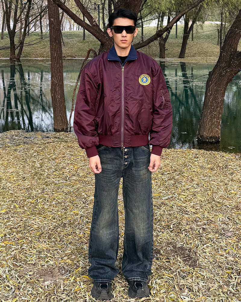 Unique color-blocked cotton-padded jacket