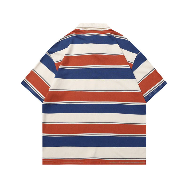 Retro striped polo short sleeves