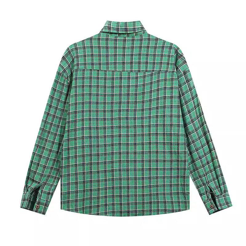 retro plaid embroidered shirt