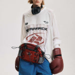 Retro patchwork round neck long sleeves